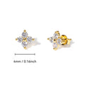 Dainty Flower Stainless Steel Stud Earrings for Women Piercing Cartilage Ear Ring Cute Zircon Gold Color Clover Jewelry Gift
