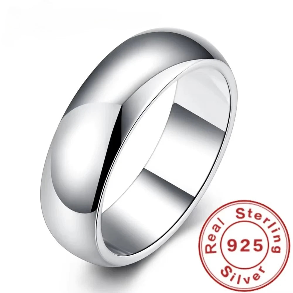 Classic 925 Sterling Silver Smooth Round Ring | Fine Wedding Band for Women