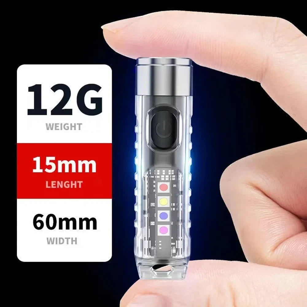 Mini EDC LED Flashlight | Portable Keychain Light with Magnetic Base and USB Rechargeable UV Lamp