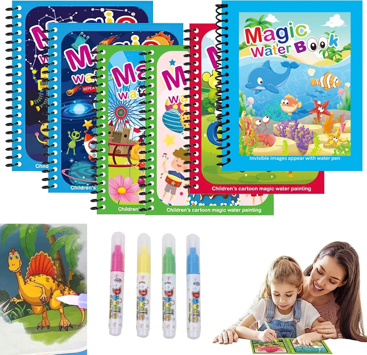 Magic Water Drawing Book | Reusable Coloring Pad with Pen for Kids Gift