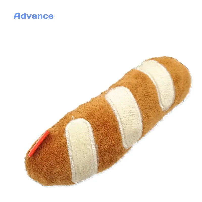 French Baguette Dog Toy | Squeaky Plush Bread Toy