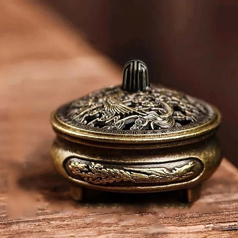 Mini Alloy Antique Three-legged Aromatherapy Stove | DIY Incense Burner for Tea Ceremony Decor