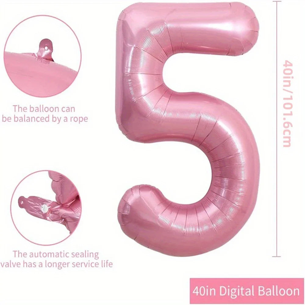 Pink Foil Number Balloon 40 inch | Birthday Party Decor