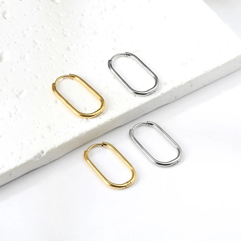 LUXUSTEEL U-Shaped and Geometric Hoop Earrings | Anti-Allergy Stainless Steel Earrings for Women and Men