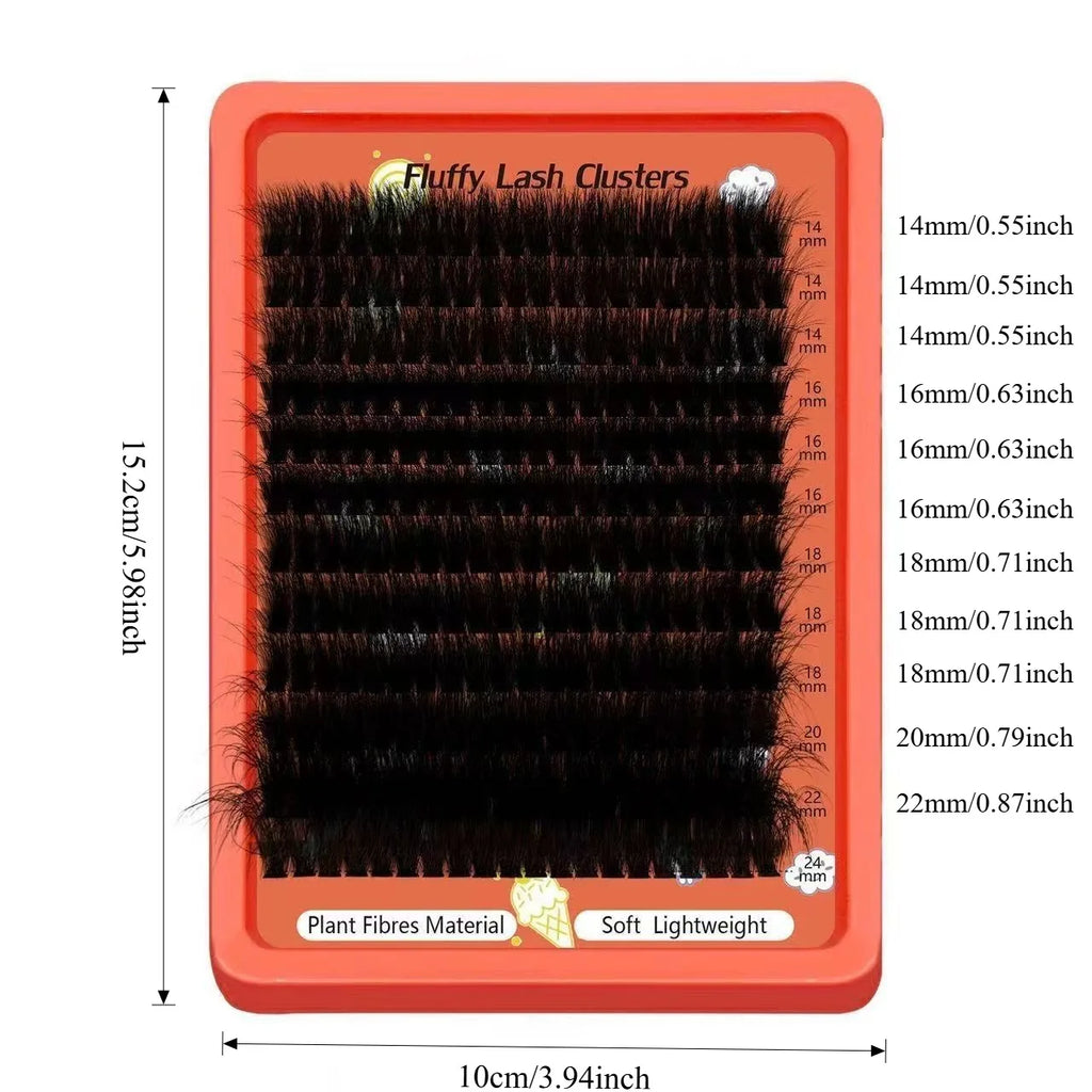 80D-100D 8D Fluffy Cluster Lash Extensions D Curl Mixed Tray Soft Reusable DIY Individual Lashes For Home Beginners