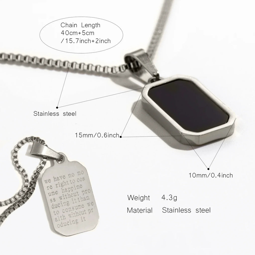 Classic Square Pendant Necklace for Women, Made of Stainless Steel