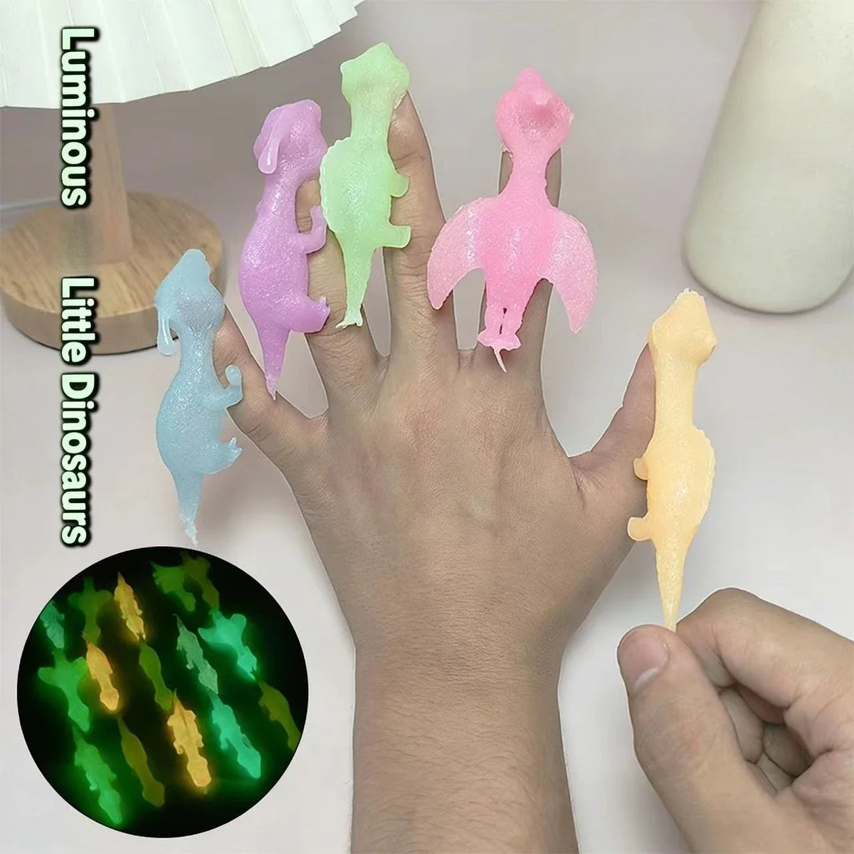Colorful Finger Catapult Dinosaur Games | Glow in the Dark Party Favor Set