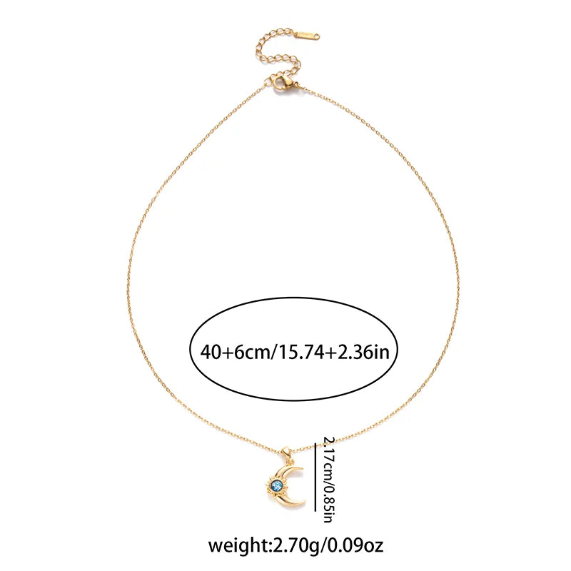 Moon and Sun Zircon Pendant Necklace | 316L Stainless Steel Choker