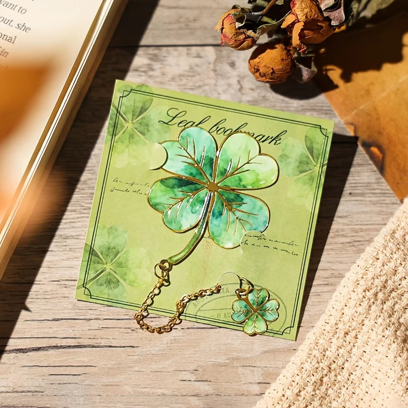 1 Pcs Vintage Leaf Bookmark With Metal Pendant Reading Accessory Gift for Book Lovers Student Teacher Writer