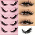 Value Pack 5 Pairs Long Natural Dramatic Cat Eye Lashes Winged Elongated Reusable Fake Lashes For Makeup Newbies