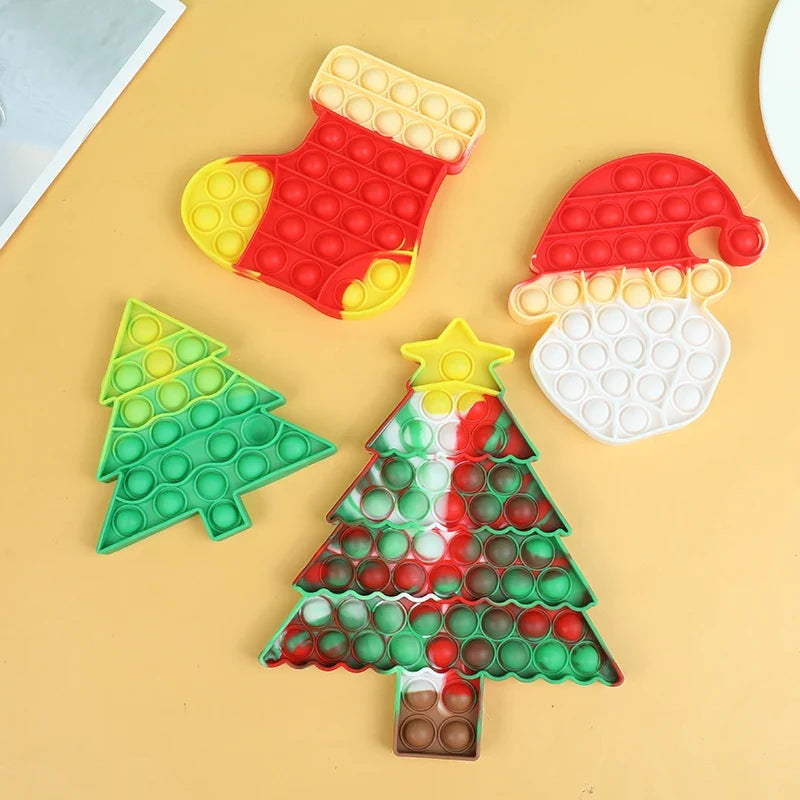 Christmas Pop Fidget Toy Santa Claus Xmas Tree | Silicone Stress Relief Party Gift