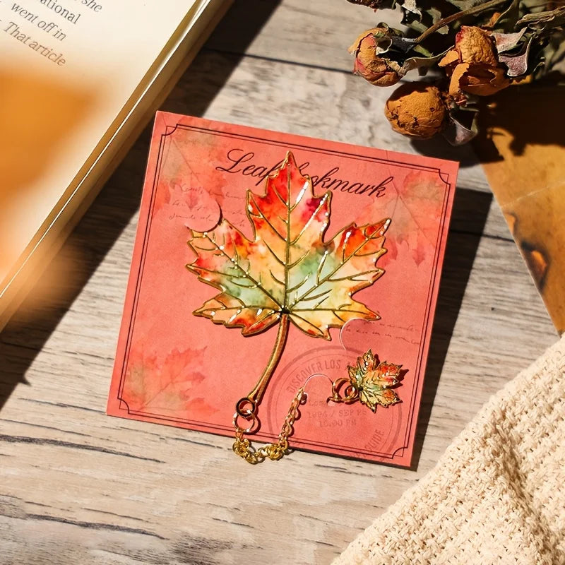 1 Pcs Vintage Leaf Bookmark With Metal Pendant Reading Accessory Gift for Book Lovers Student Teacher Writer