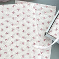 10 Pink Bow Snow Pear Wrapping Paper Sheets | Handmade Flower Bouquet Packaging