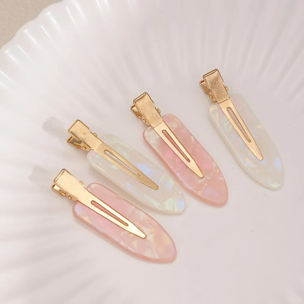 2/4pcs Elegant Mermaid Pink and White Seamless Adhesive Hair Clips for Women's Bangs and Makeup, Hair Accessoires, Hair Clip