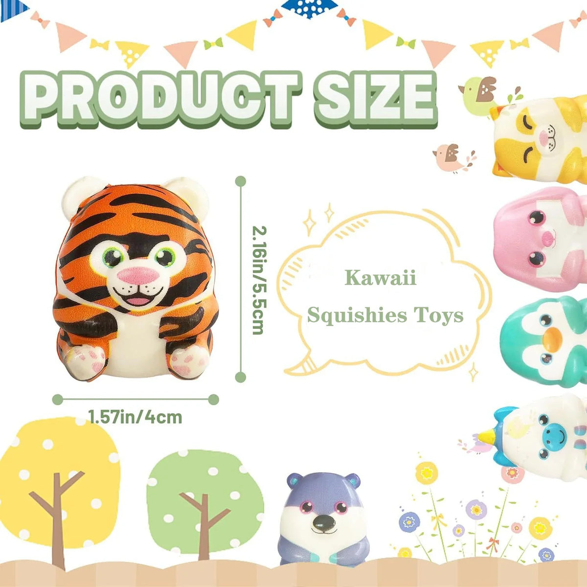 Mochi Squishies Cartoon Animal Stress Ball Fidget Toys | Push Rebound Relief for Kids Party Favors