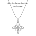 Witch Knot Pendant Necklace Stainless Steel Chain CZ Celtic 4 Elements Protection Amulet Retro Wiccan Gothic Women Men Jewelry