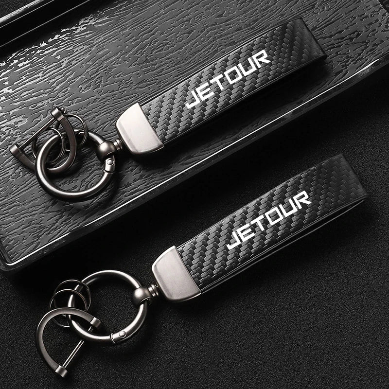 Jetour Keychain Carbon Fiber Style | Microfiber Leather Key Ring
