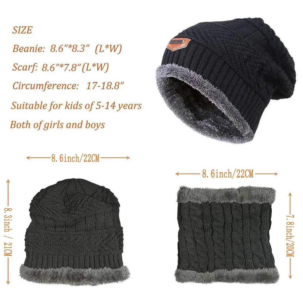 Kids Warm Knitted Hat and Scarf Set | Winter Accessories for Children