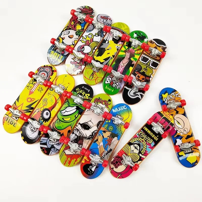 Mini Finger Skateboard Professional Alloy Stand Fingerboard Toy | Cool Graffiti Finger Skate Board Novelty Toys for Kids & Adult