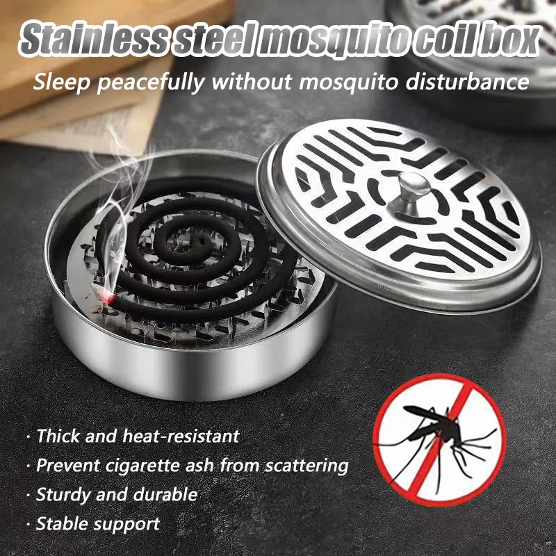 Stainless Steel Mosquito Coil Holder with Cover | Round Mosquito Coil Tray