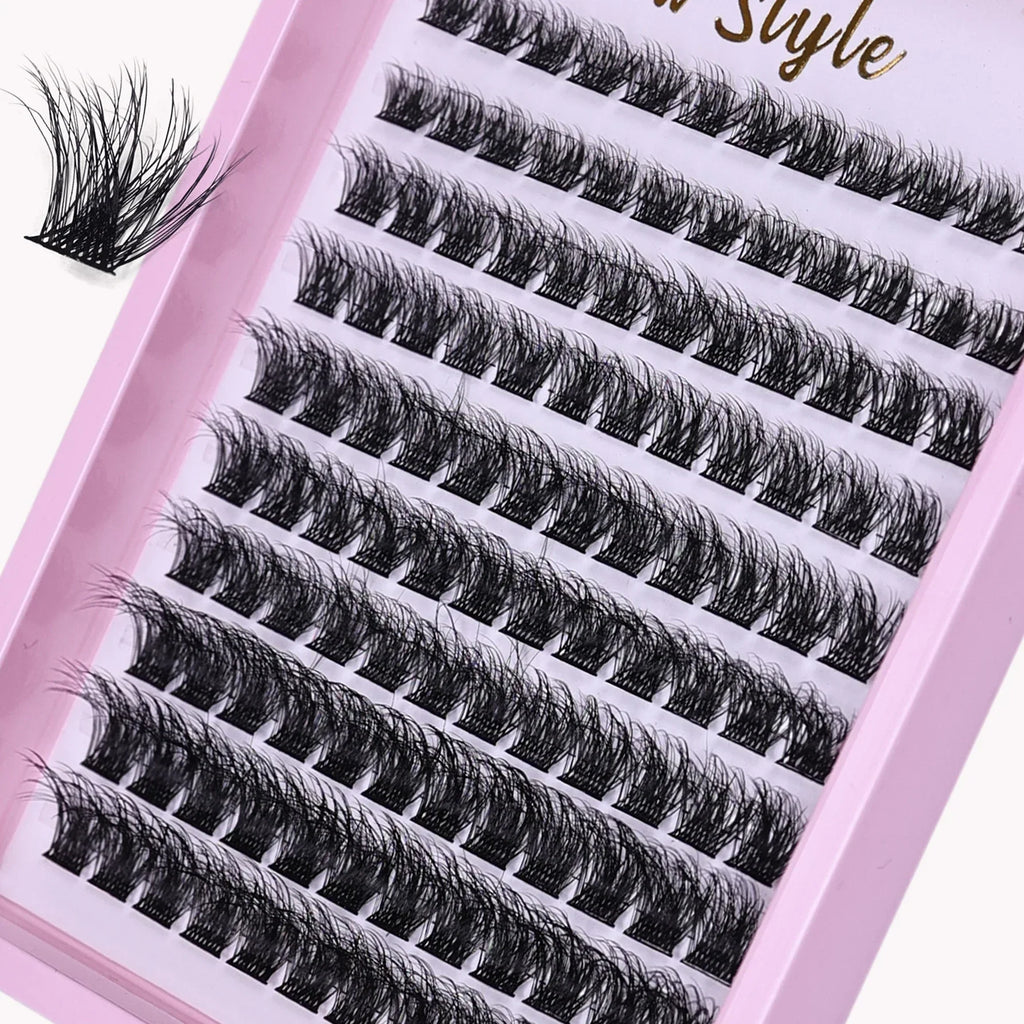 Lash Clusters D Curl Individual Lashes Fluffy Volume DIY Eyelash Extensions Thick Cluster Lashes for Home Use