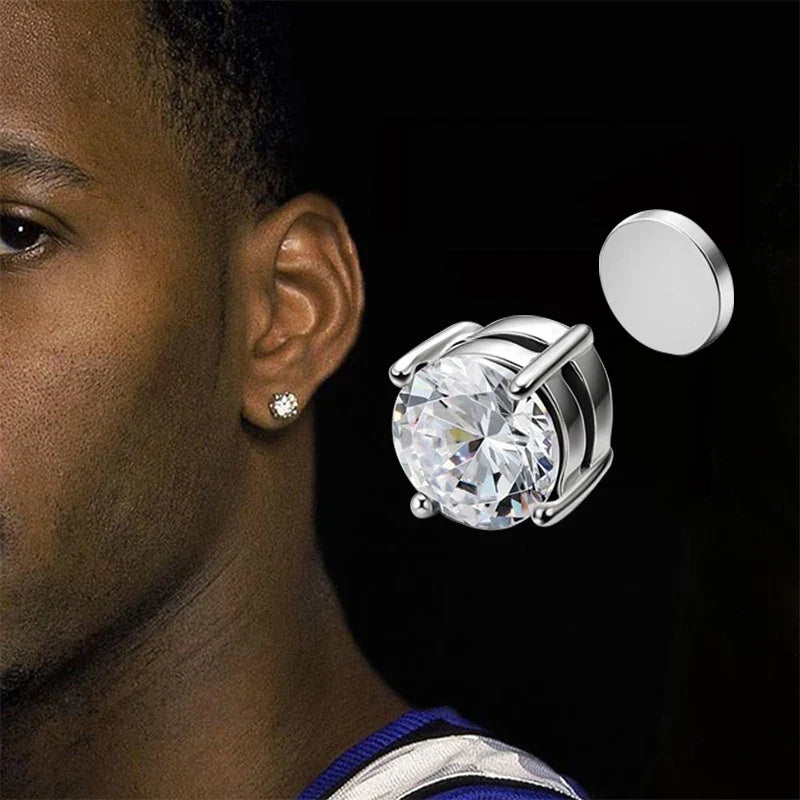 Fashion Crystal Magnetic Clip Ear Stud | Non Piercing Earrings for Men Women