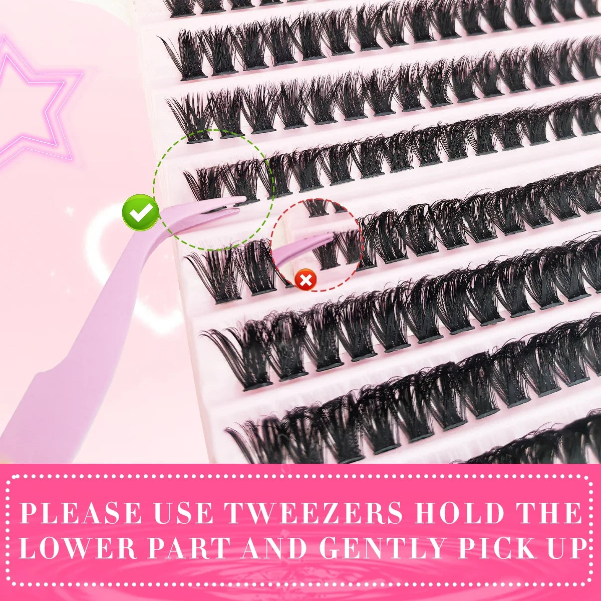 Individual Lashes 8-16mm 200pcs Cluster Lashes Natural Look Mixed Tray DIY Eyelash Extension Volume Lash Clusters Eyelashes Long