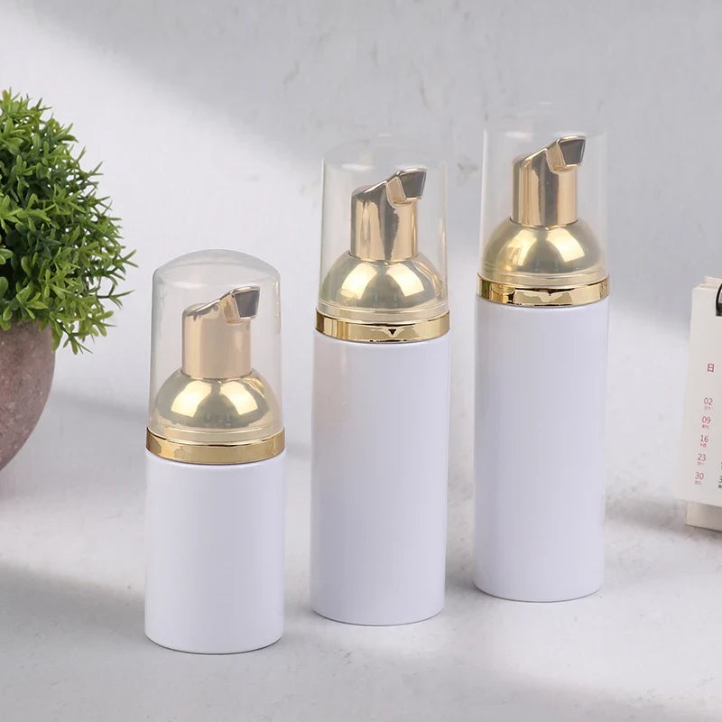 30/50/60ml White Gold Foamer Pump Bottle | Refillable Empty Foaming Soap Dispenser