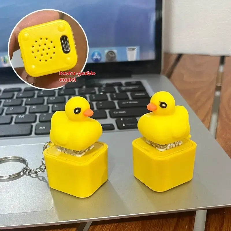Funny Croaking Frog Duck Keychain | Rechargeable Fidget Clicker with LED Sound