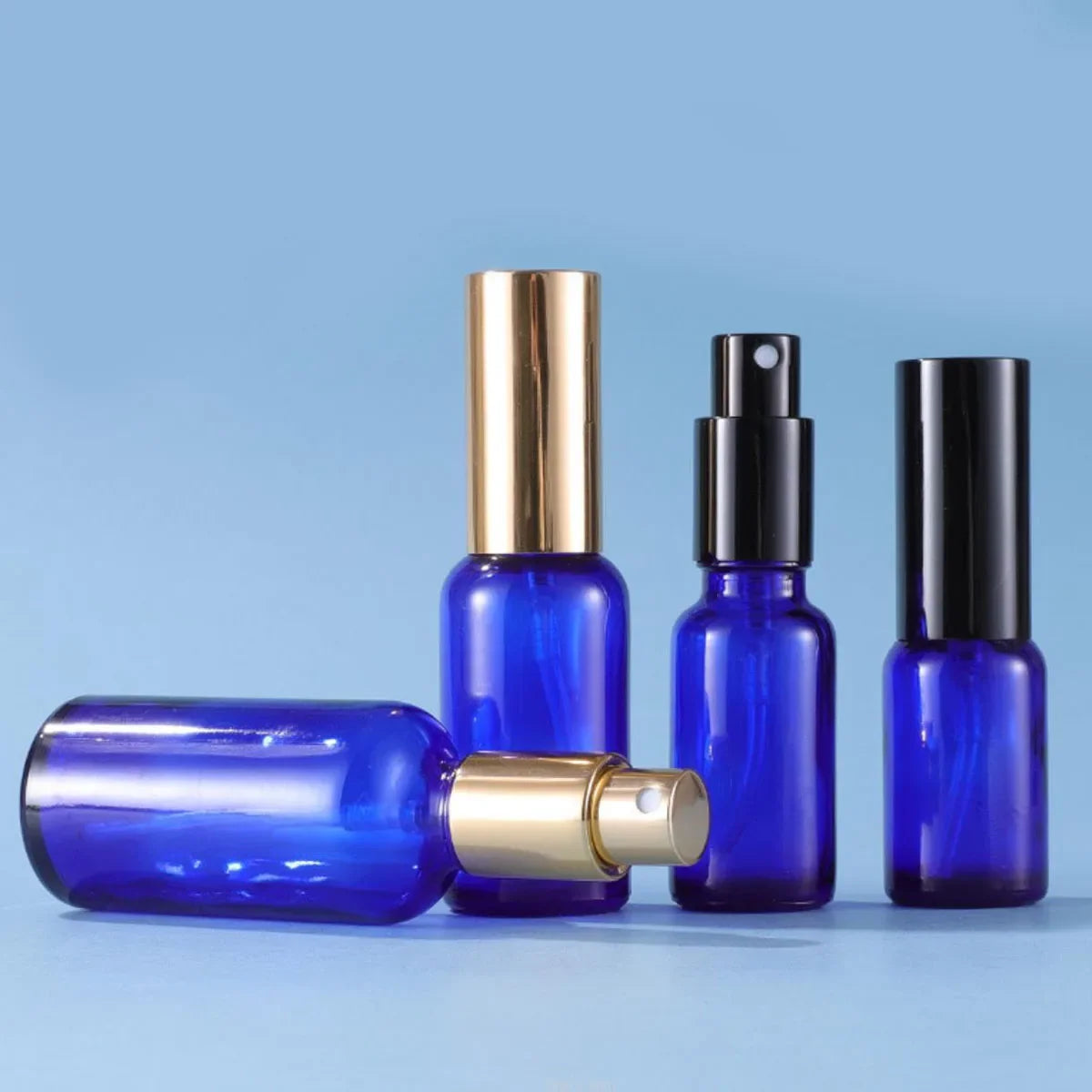 15/30/50/100ml Blue Glass Spray Bottle | Refillable Fine Mist Perfume Atomizer