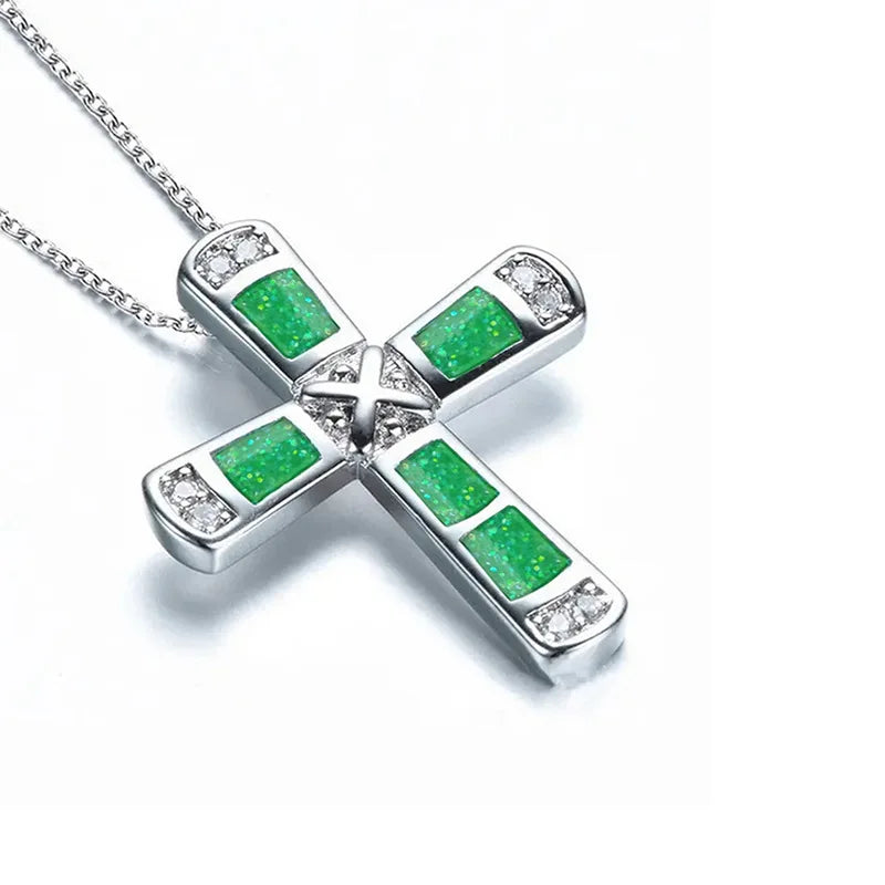 Huitan Modern Cross Pendant Necklace for Women Fashion Stylish Gorgeous Neck Accessories Temperament Elegant Chic Party Jewelry