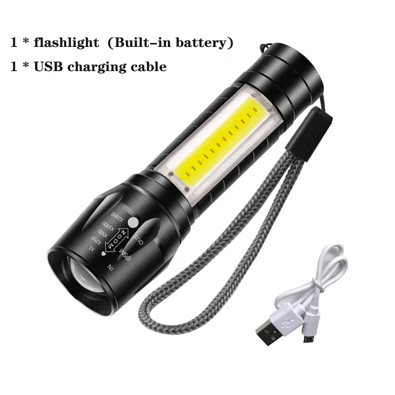 Portable Zoomable Strong LED Flashlight | Rechargeable Mini Torch for Camping and Emergencies
