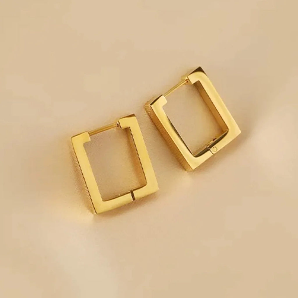 Geometric Stainless Steel Square Triangle Hoop Earrings | Unisex Punk Hip Hop Jewelry