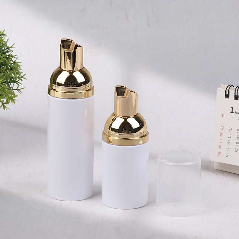 30/50/60ml White Gold Foamer Pump Bottle | Refillable Empty Foaming Soap Dispenser