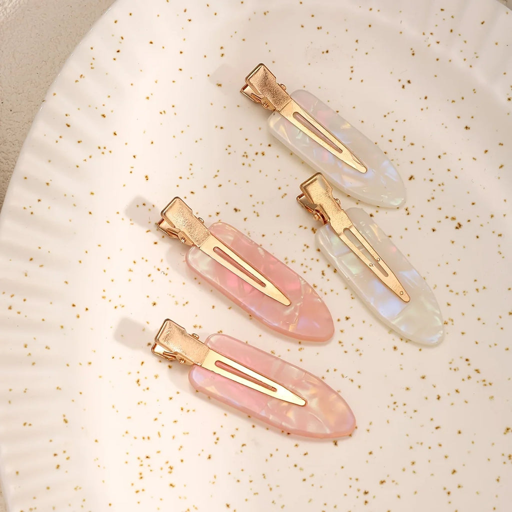 2/4pcs Elegant Mermaid Pink and White Seamless Adhesive Hair Clips for Women's Bangs and Makeup, Hair Accessoires, Hair Clip