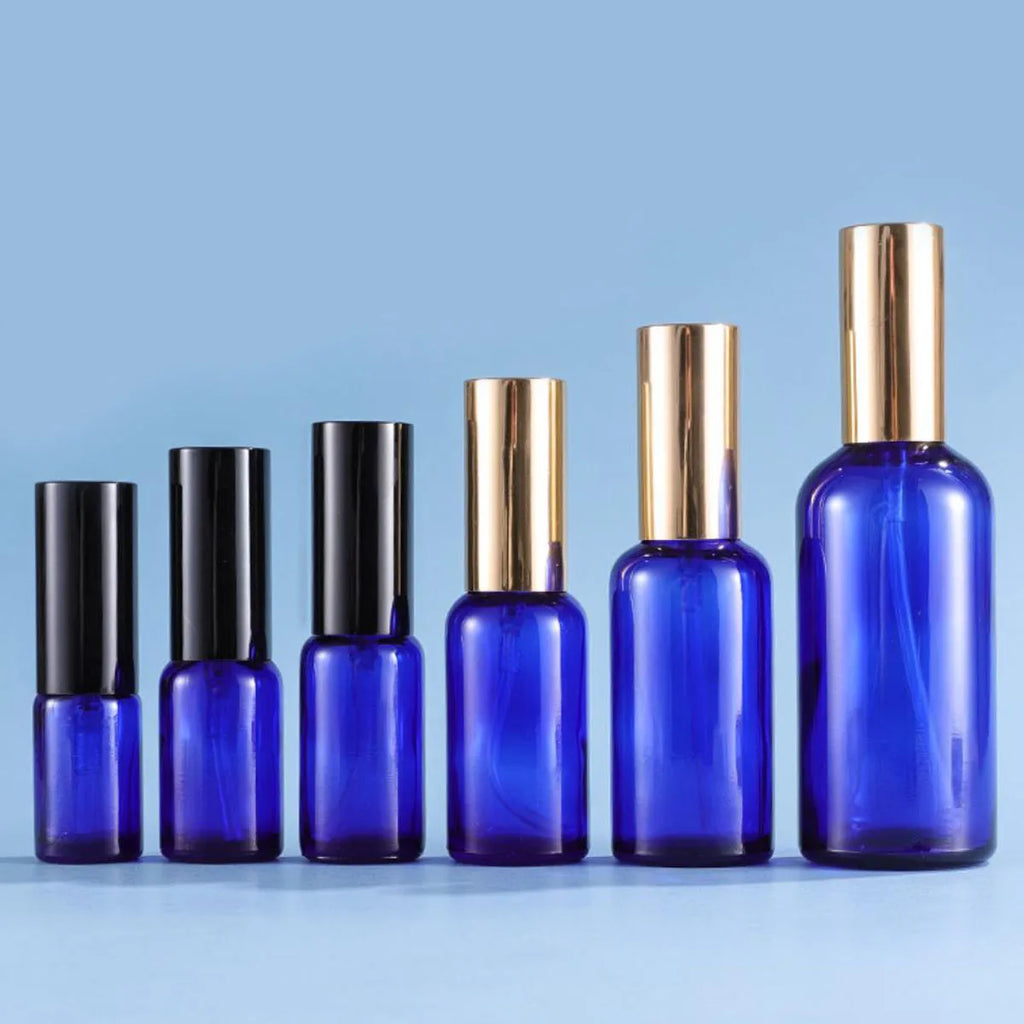 15/30/50/100ml Blue Glass Spray Bottle | Refillable Fine Mist Perfume Atomizer