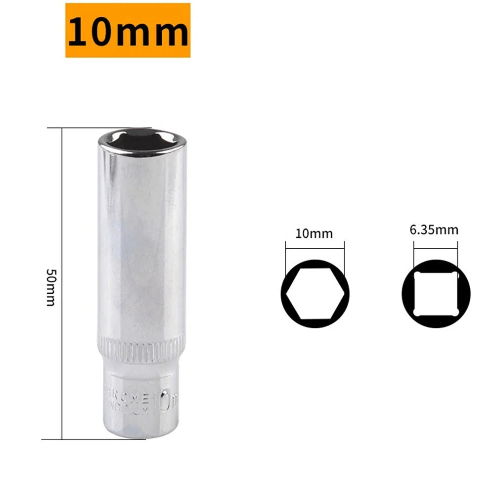 1/4 Hex Drive Deep Socket Adapter Set | Chrome Vanadium Steel Impact Socket Wrench
