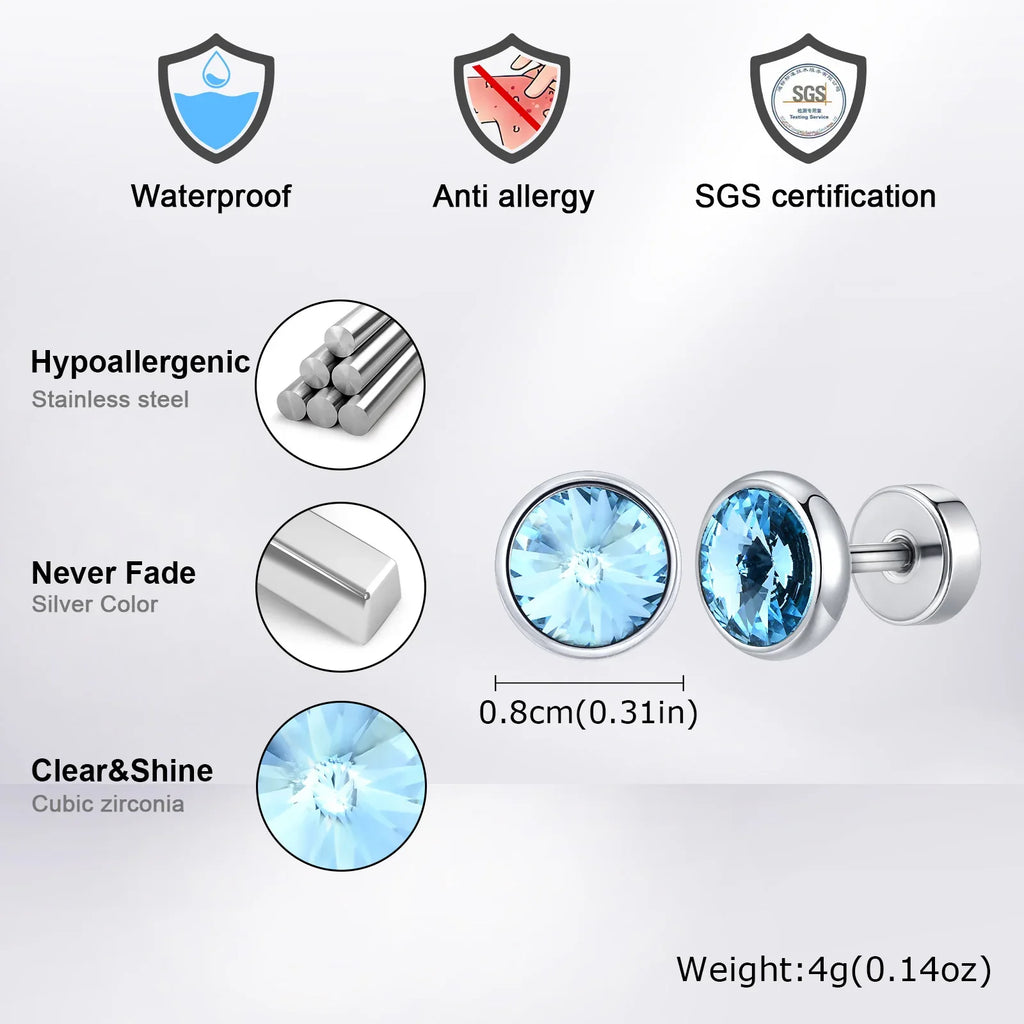 Anti Allergy Round Zircon Stud Earring for Men | AAA CZ Stainless Steel Hip Hop Classic Jewelry