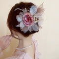 Pink Flower Hair Claws for Women Fashion Sweet Big Hairpin Temperament Grab Clip Lace Hair Accessories Gifts