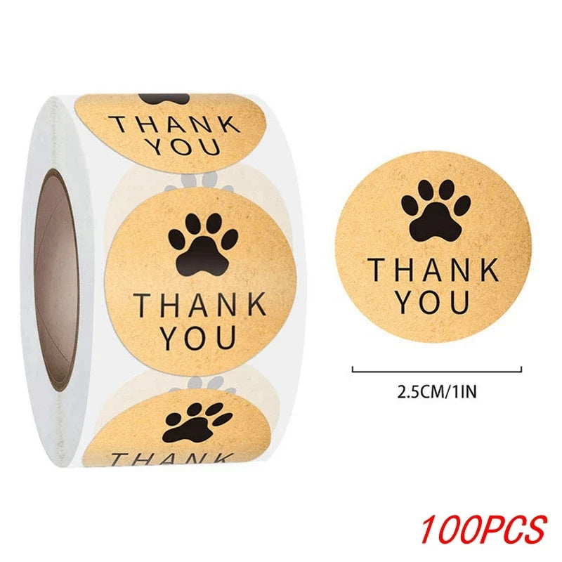 1 Inch Gold Foil Paw Thank You Stickers | Cute Business Supplies