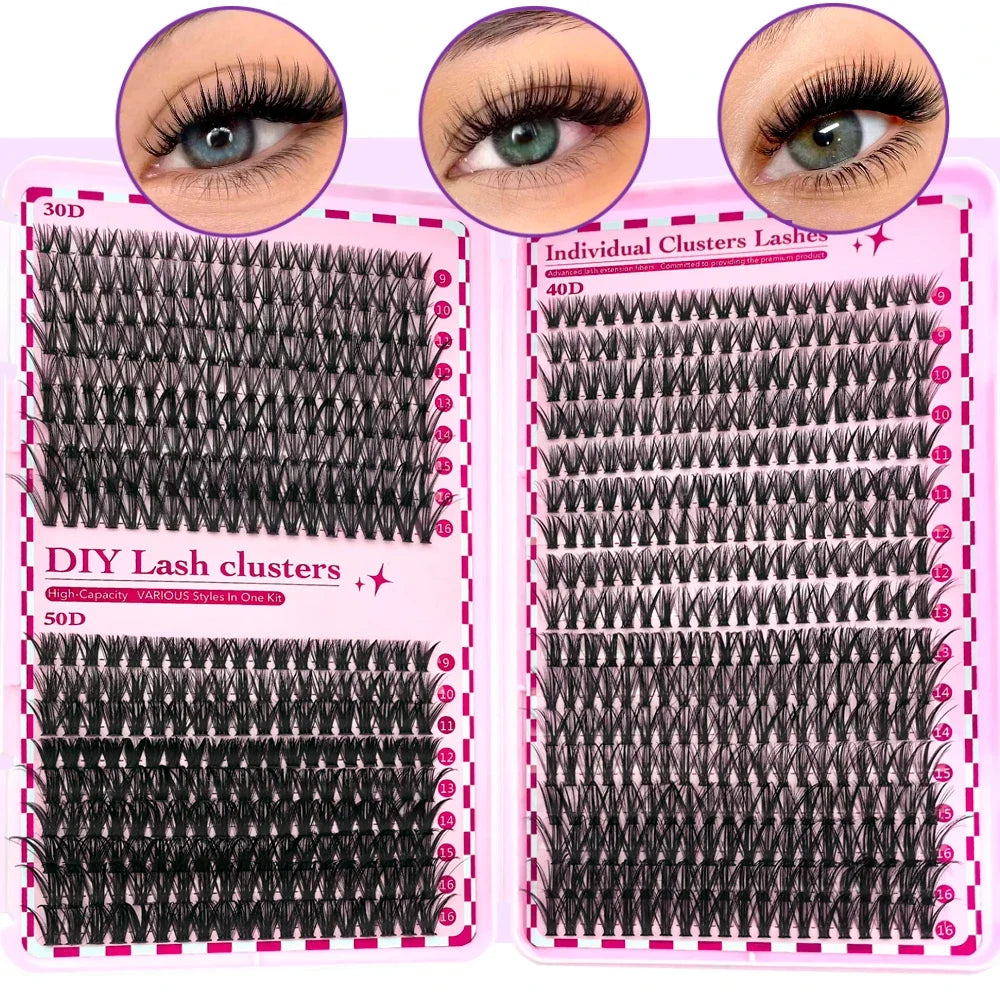 700PCS-30D/40D/50D 80D DIY Eyelash Extension Kit Mixed Length 9-16mm, D-Curl Eyelashes for DIY and Various Festive Celebrations