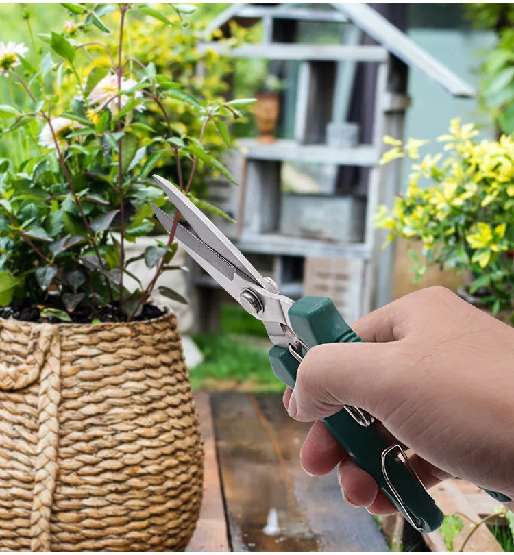 190mm Straight Head Pruning Shears | Stainless Steel Garden Scissors