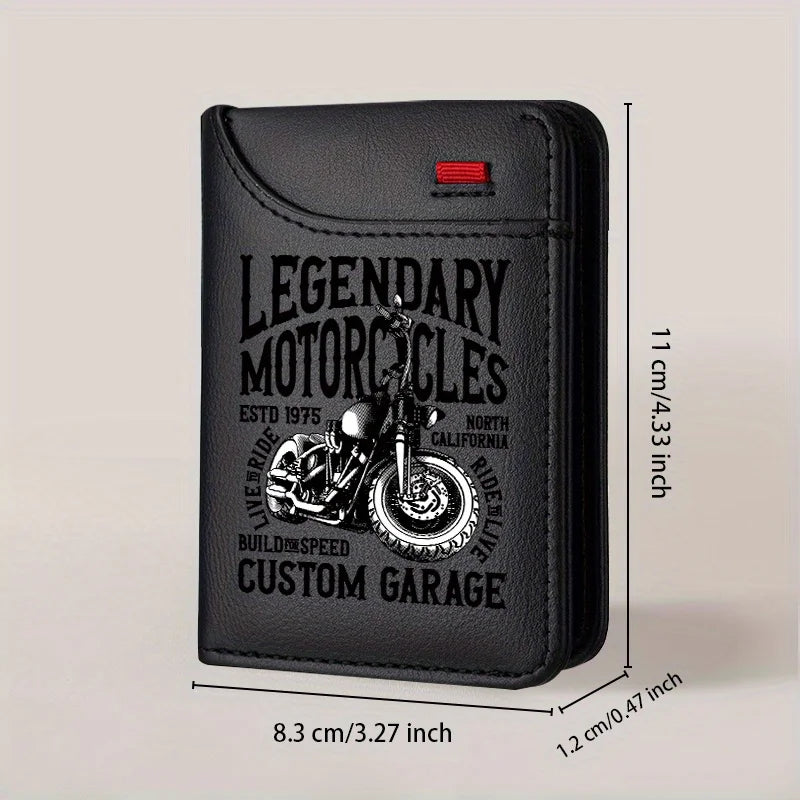 Men's Retro Faux Leather Wallet | Vintage Motorcycle Slim Card Holder