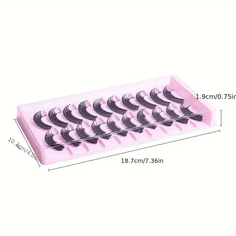 10 Pairs D Curl False Eyelashes Russian Volume Strip Lashes Fluffy Thick Wispy Fake Eyelashes for Party Stage Makeup