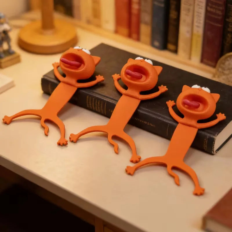 Funny3D Stereo Lazy Cat Bookmark Creative Reusable Waterproof Animal Reading Book Mark for Birthday Anniversary Gift Book Lovers