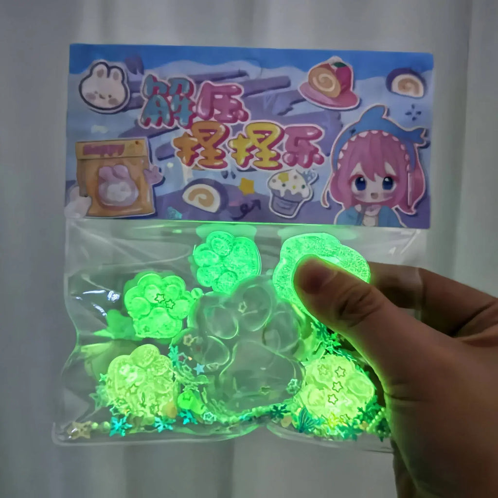 Glow-in-the-Dark Cat Paw Stress Toy | Squishy Squeeze Relief for Adults & Kids