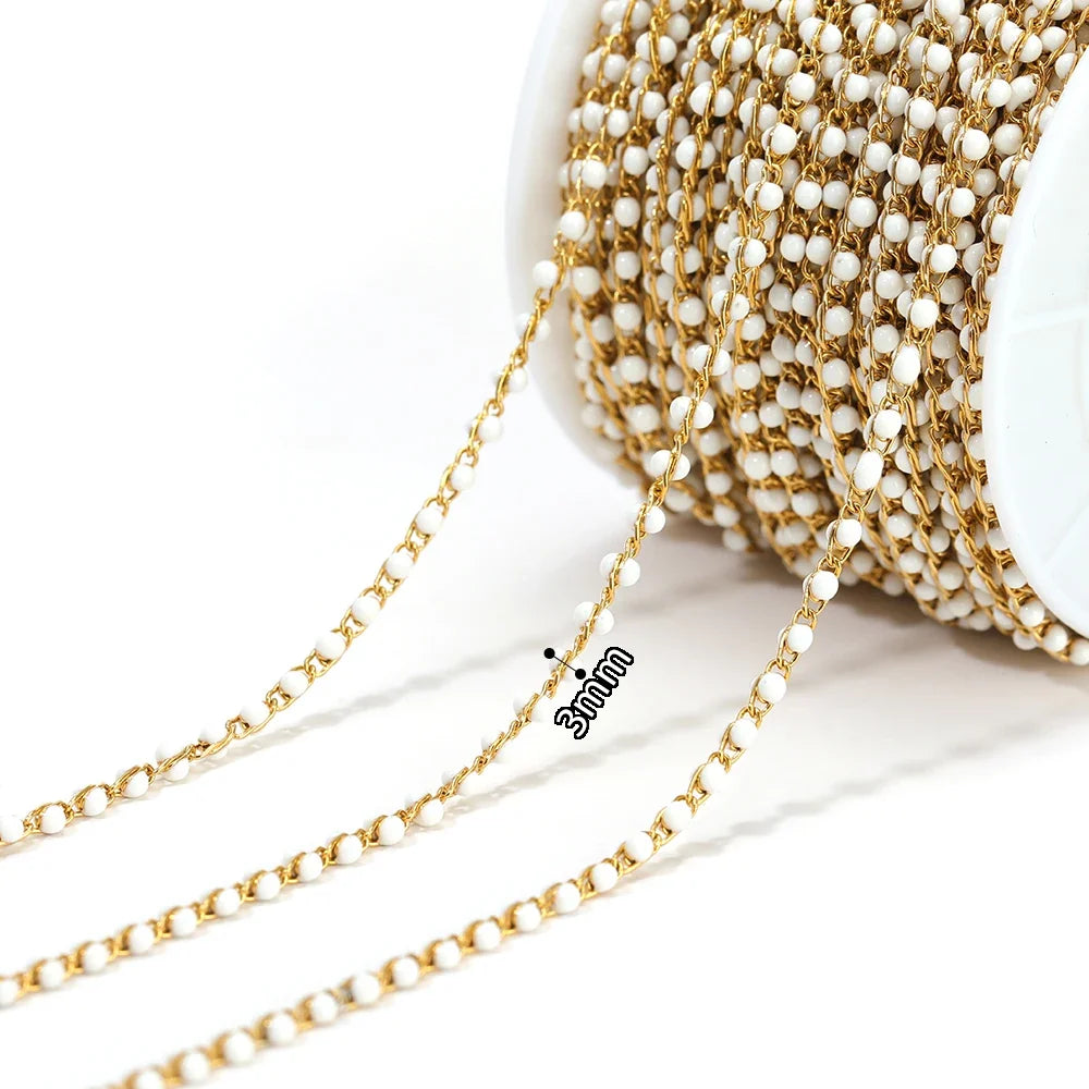 1 Meter Stainless Steel Enamel Beads Chain | DIY Jewelry Making Supplies