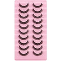 10 Pairs D Curl False Eyelashes Russian Volume Strip Lashes Fluffy Thick Wispy Fake Eyelashes for Party Stage Makeup