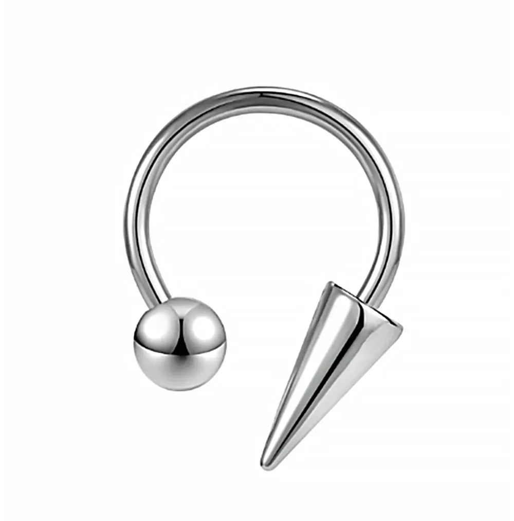 16G Stainless Steel Cone Septum Ring Horseshoe Nose Piercing Spike Lip Tragus Helix Earring - Body Jewelry Gift