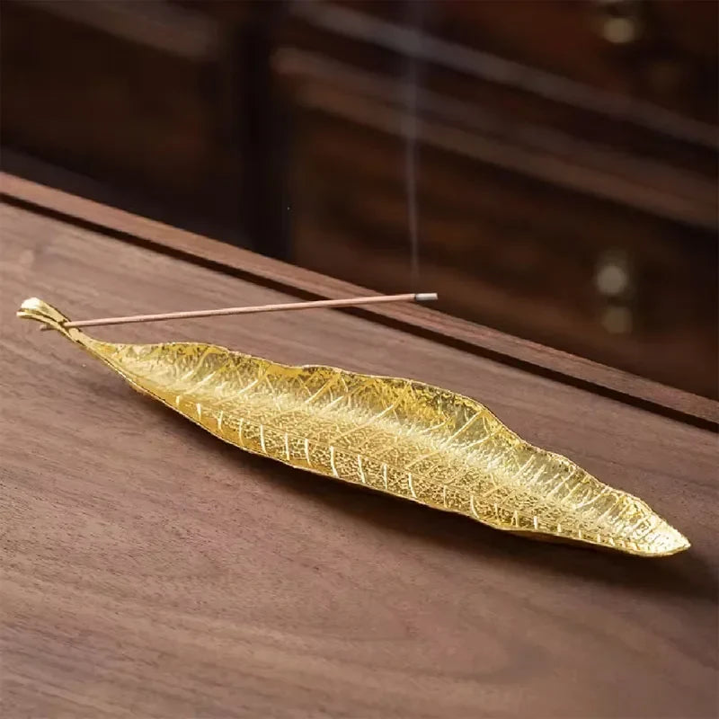 Incense Holder Ash Catcher | Long Leaf Design for Meditation and Home Decor